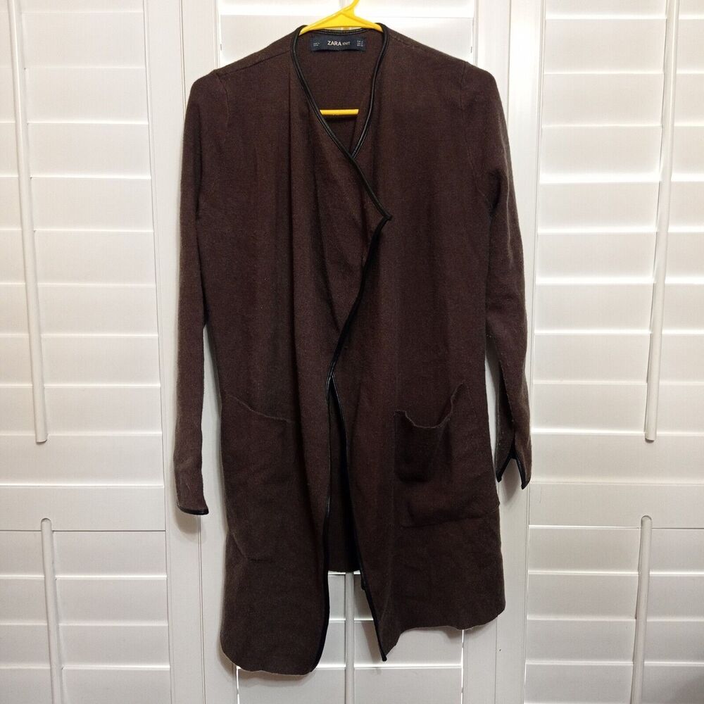 ZARA Olive Super Soft Heavyweight Viscose Sweater Knit Wrap Cardigan US S Pocket